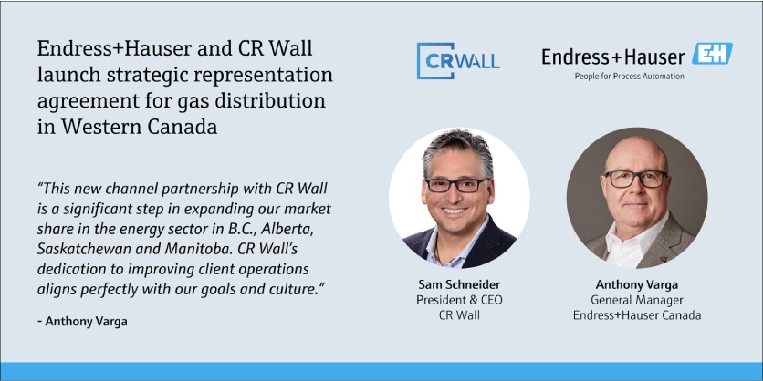 Endress+Hauser and CR Wall Launch Strategic Representation Agreement for Gas Distribution in Western Canada